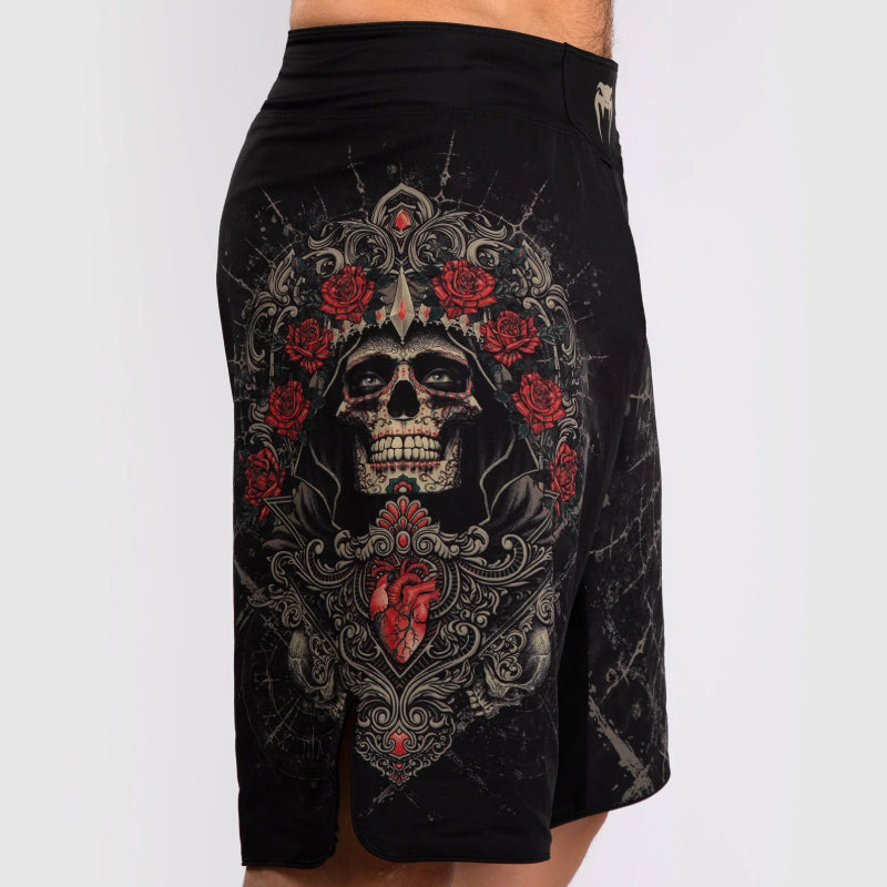 Santa Muerte 5.0 Fightshorts Tiefschwarz Gold