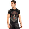 Santa Muerte 5.0 Kurzarm-Rashguard Tiefschwarz Gold 